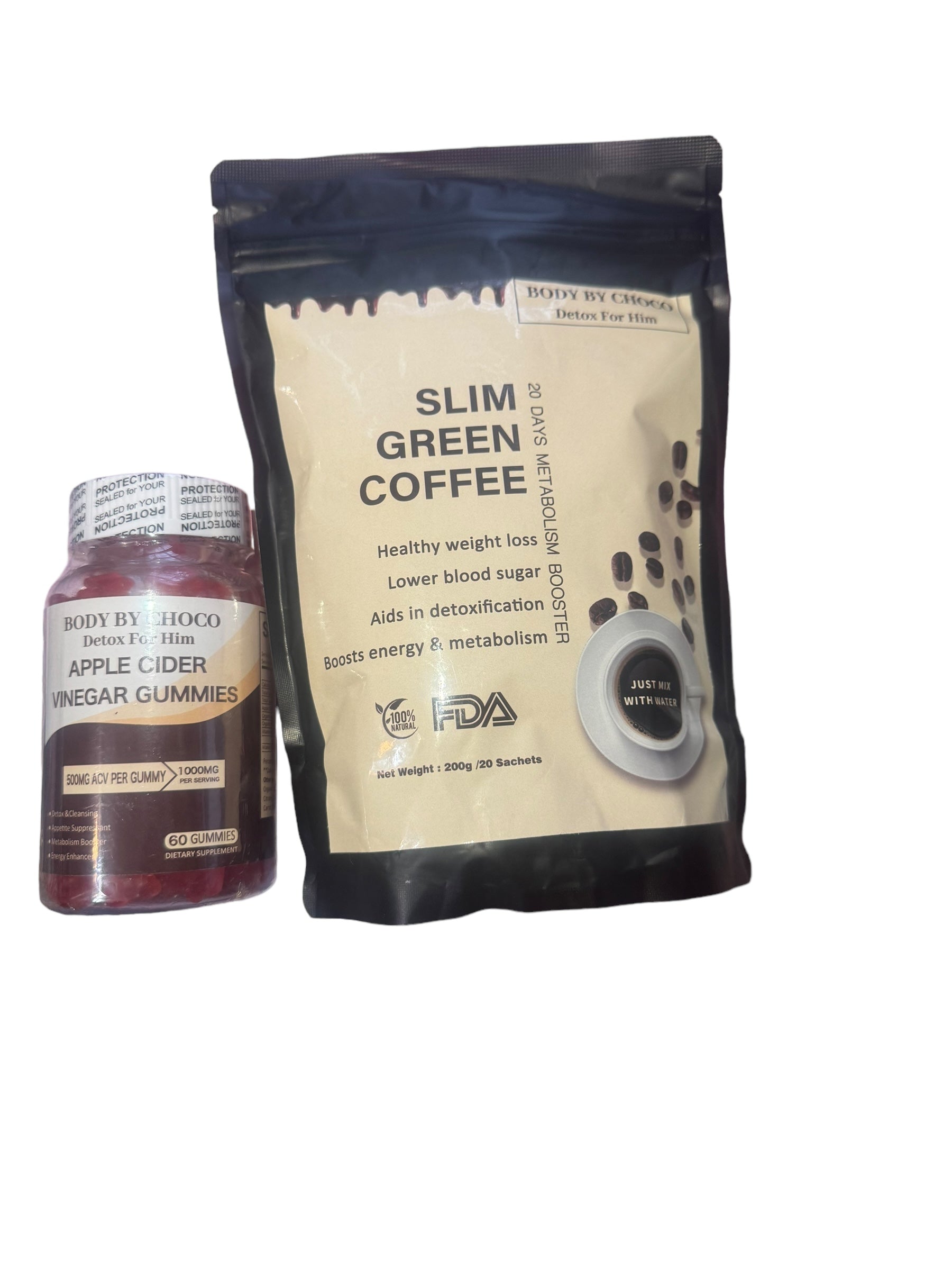 New Men Apple Cider Detox Gummies and Tea Duo Combo for Him On The Go!