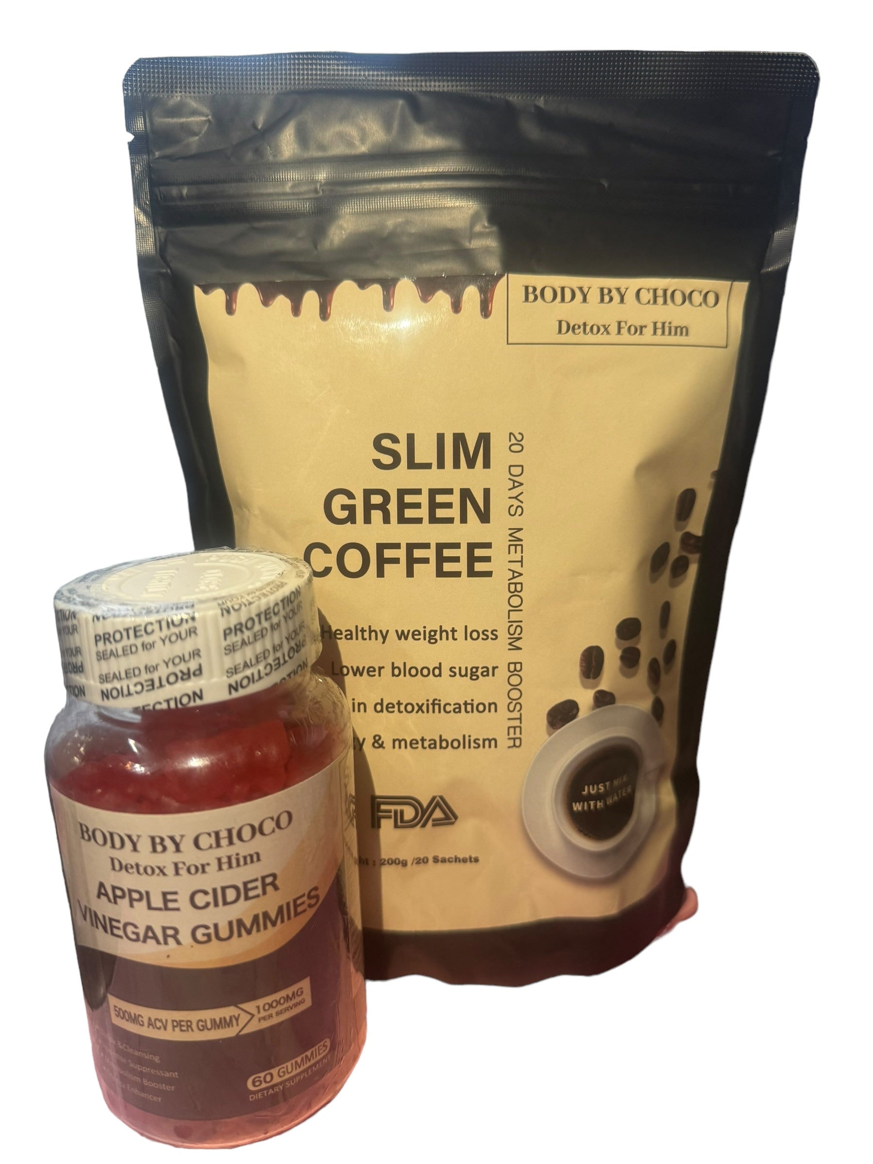 New Men Apple Cider Detox Gummies and Tea Duo Combo for Him On The Go!