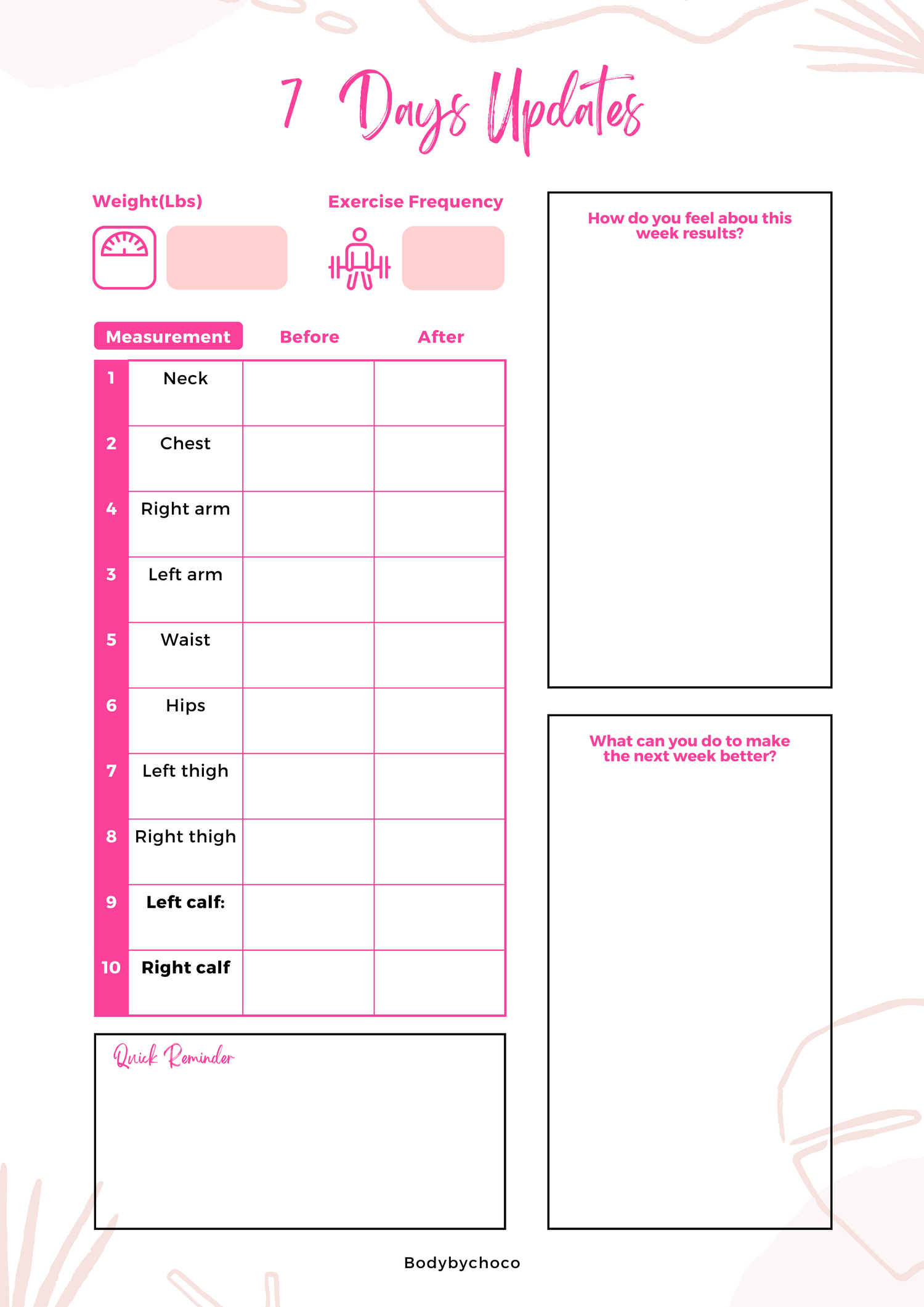 Bodybychoco Fitness Digital Planner