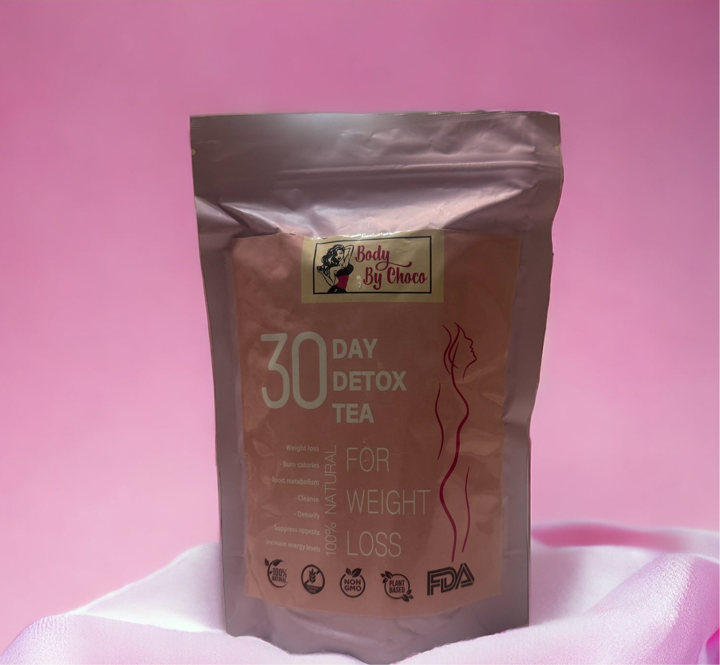 Body By Choco 5-in-1 Trim & Sculpt Combo Deal 
Tea + Green Coffee + Gummies + Reset capsules + Wrap Belt