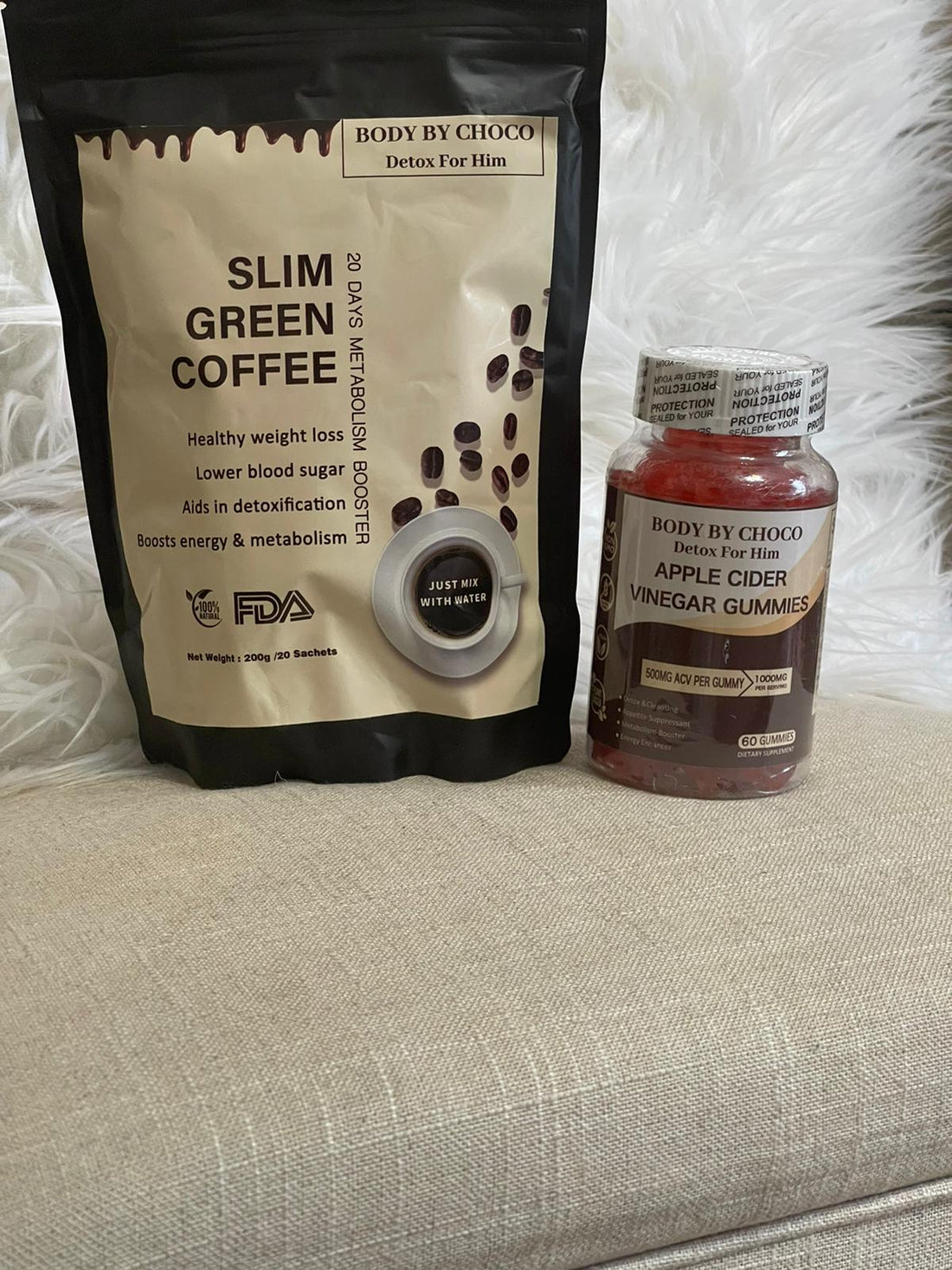 New Men Apple Cider Detox Gummies and Tea  Duo Combo for Him On The Go!