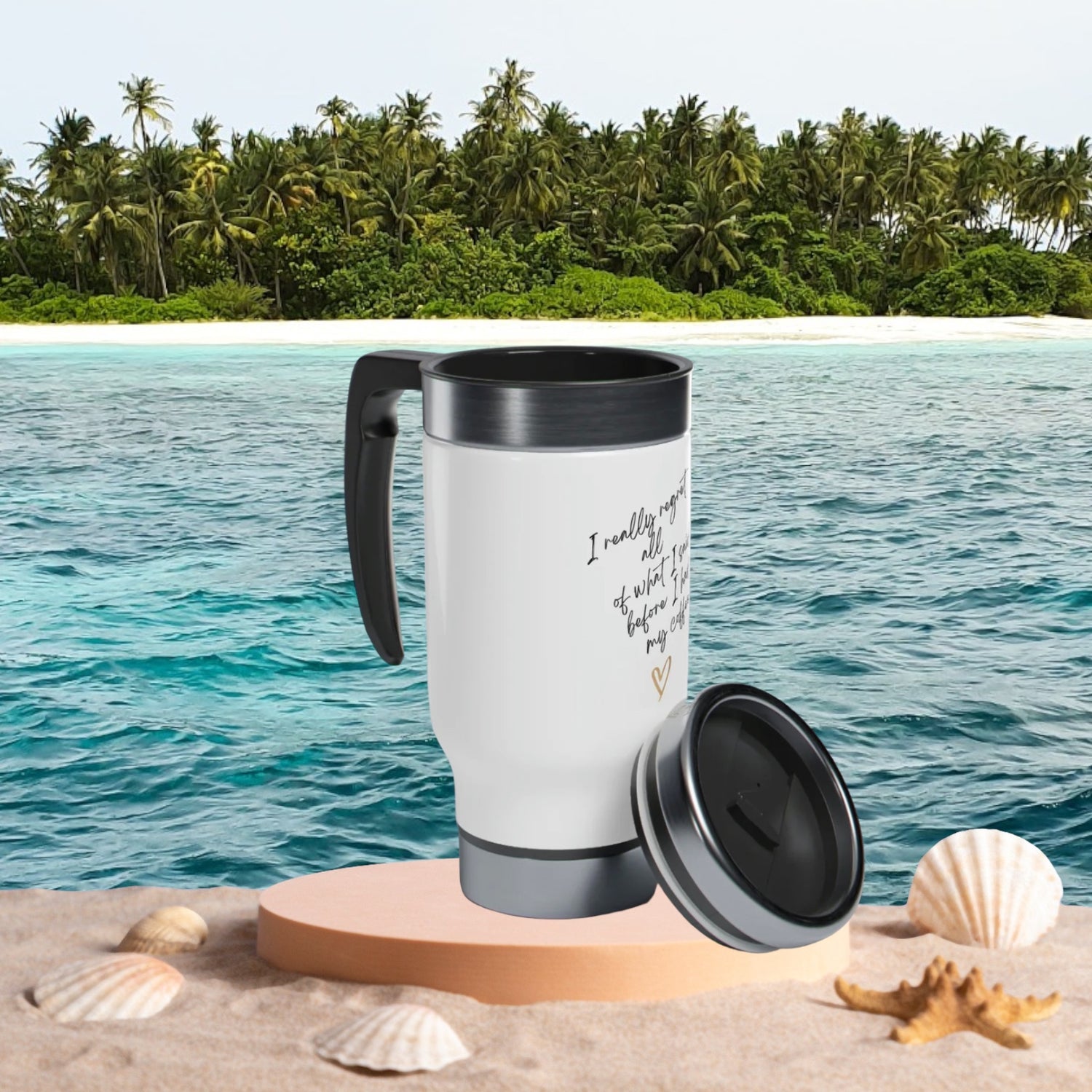 New Stainless Steel Travel Mug with Handle, 14oz