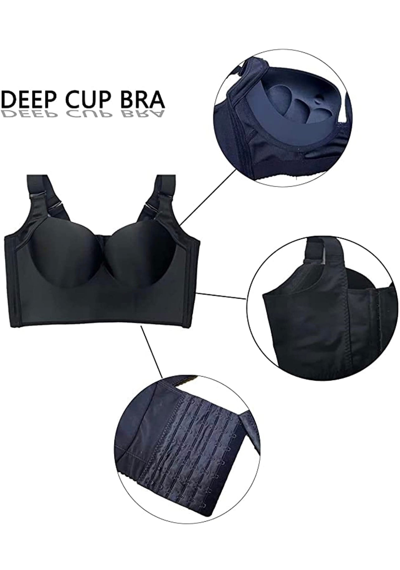 Conchem Deep Cup Bras and Shapewear to Hide Back Fat Push Up Bra