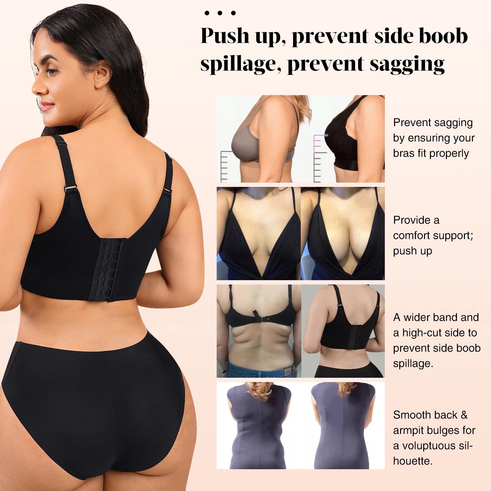 Workout Bra for Plus Size Women Back Fat Support - Oversized Deep